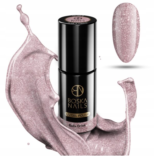 LAKIER HYBRYDOWY RÓŻOWY RÓŻ Z BROKATEM BAILA DRINK 6ML BOSKA NAILS UV 364