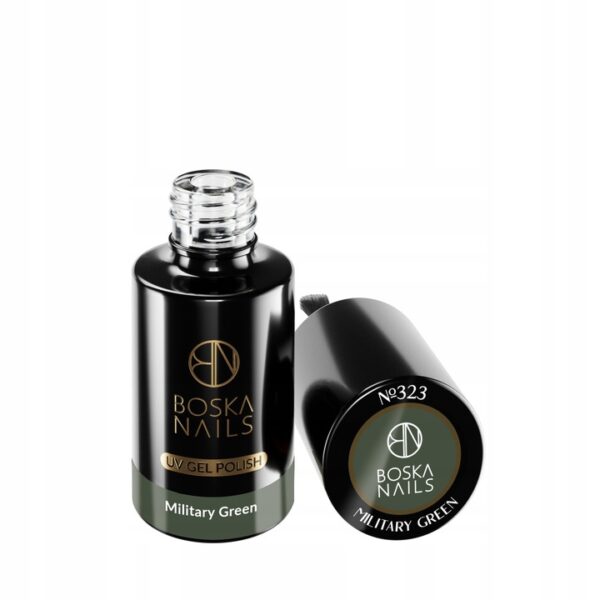 LAKIER HYBRYDOWY WOJSKOWA ZIELEŃ Military Green BOSKA NAILS UV 323 - obrazek 2