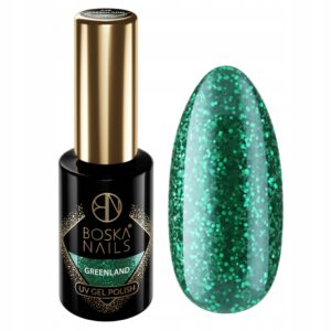 LAKIER HYBRYDOWY ZIELONY Z DROBINKAMI GREENLAND BOSKA NAILS UV LED 448
