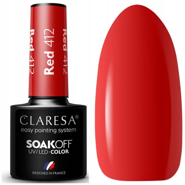 Claresa Lakier Hybrydowy do paznokci RED 412 czerwony 5 g