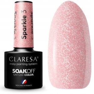 Claresa Lakier Hybrydowy do paznokci SPARKLE 3 różowy z drobinką 5g