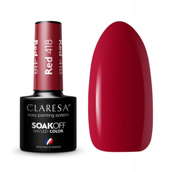 Claresa lakier hybrydowy red 418 czerwony 5 g